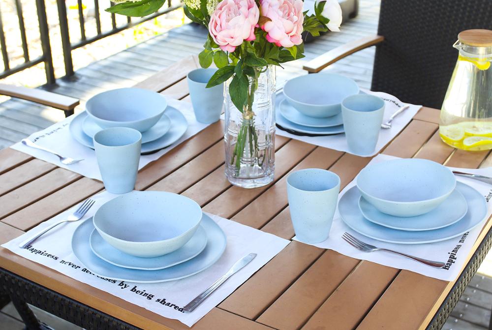 Bamboo tableware Set 16pcs for Outdoor Camping Picnic BBQ - atozdepot23