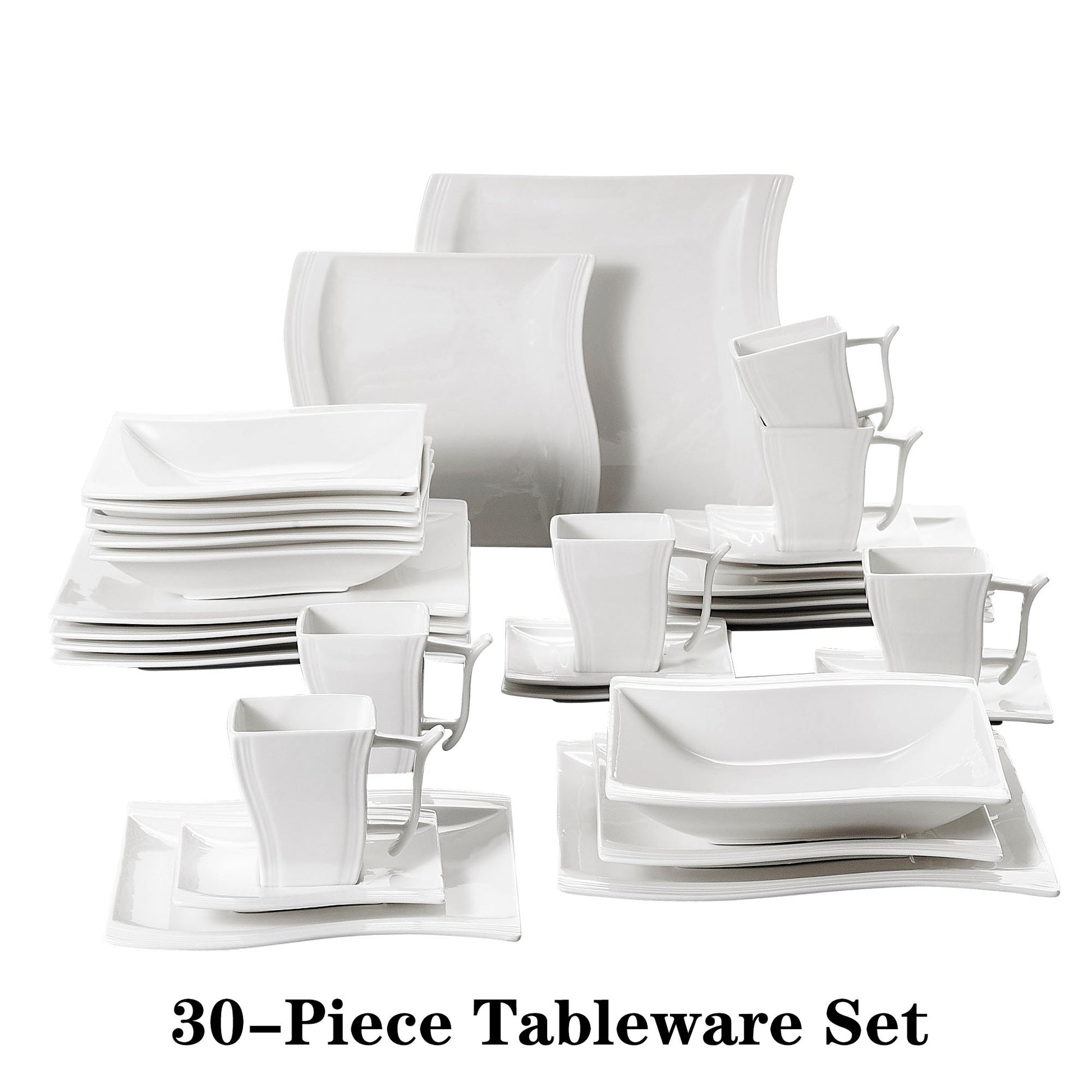 MALACASA FLORA 30/60 Piece White Porcelain Dinner Set - atozdepot23