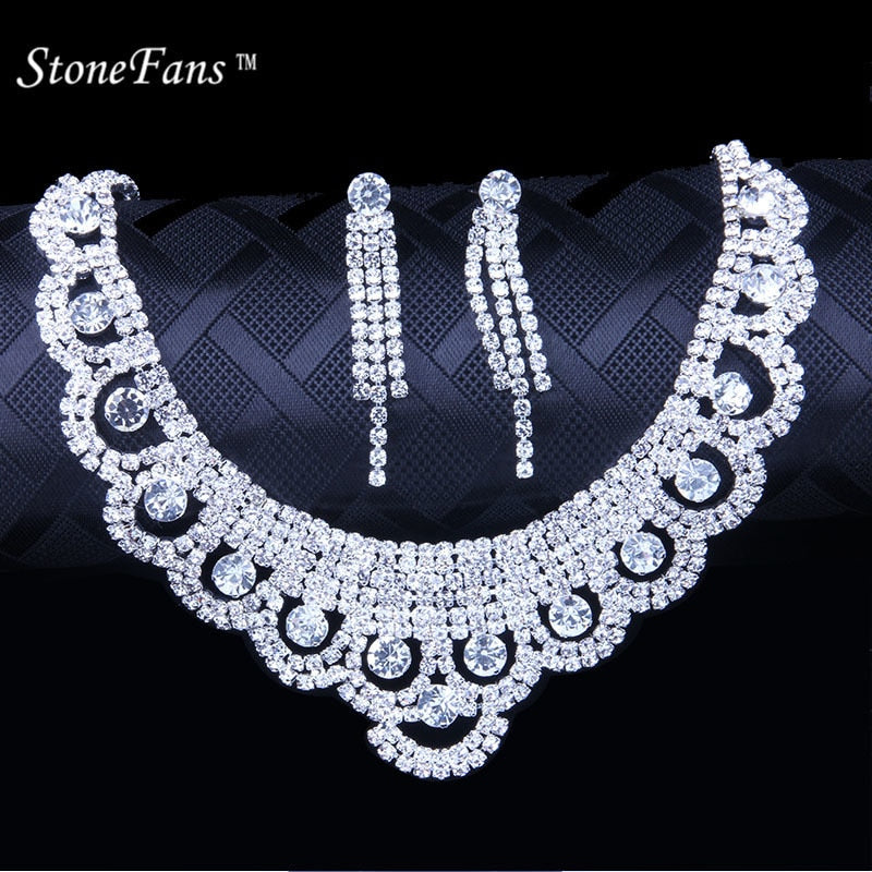 Women's 2 Piece StoneFans Silver Crystal - atozdepot23