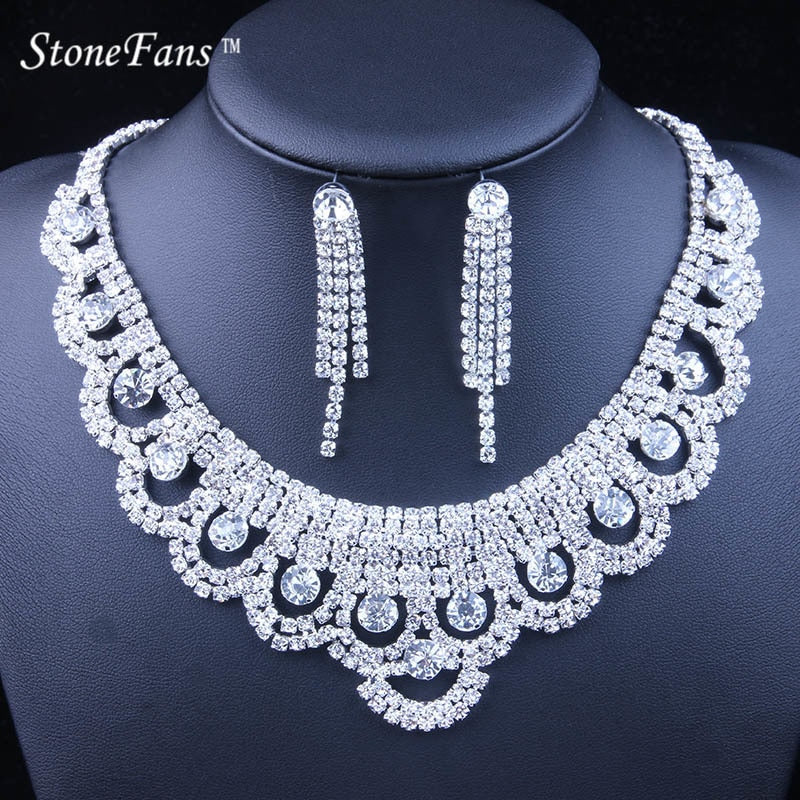 Women's 2 Piece StoneFans Silver Crystal - atozdepot23