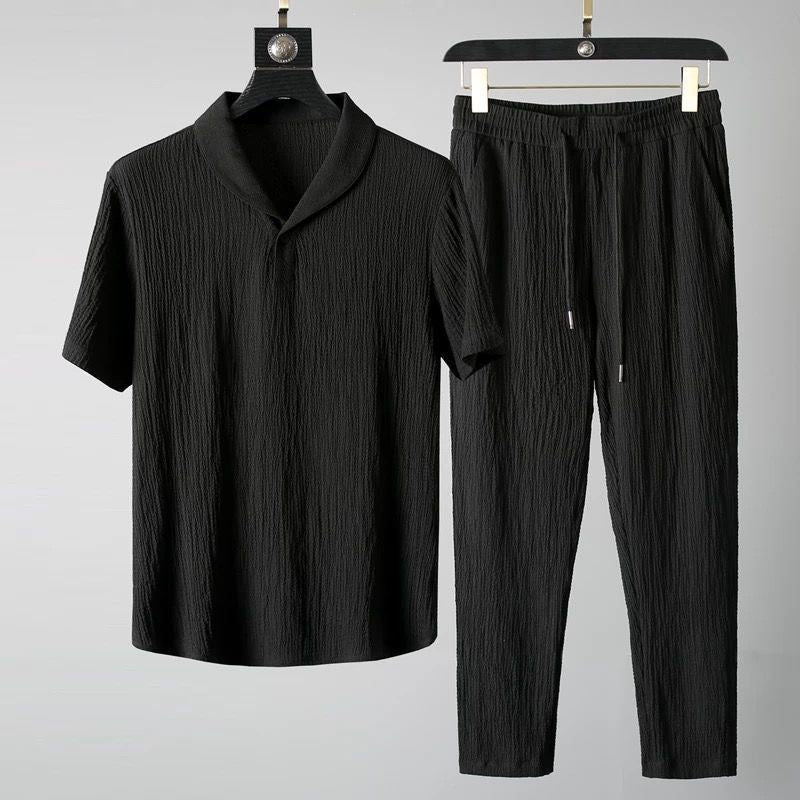 Men's (Shirt + trousers) business casual fashion A set of clothes size M-4XL - atozdepot23