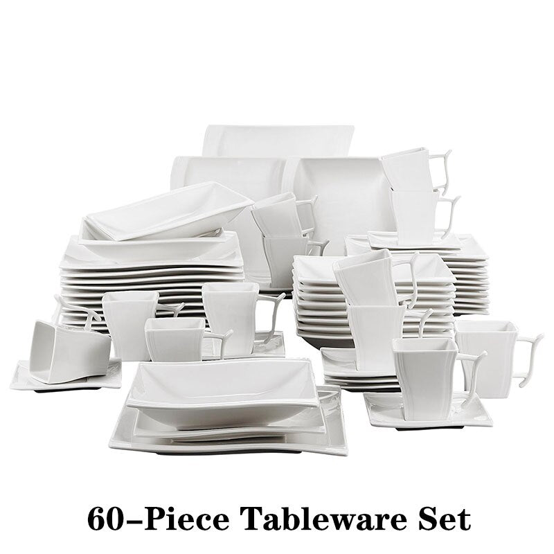 MALACASA FLORA 30/60 Piece White Porcelain Dinner Set - atozdepot23