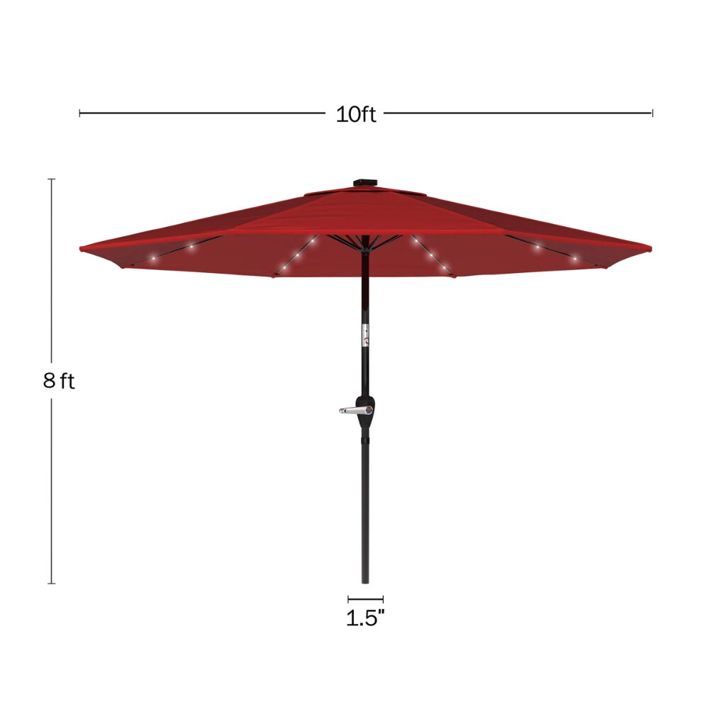 75% Polyester,10 Foot Patio Umbrella with Solar LED Light, - atozdepot23