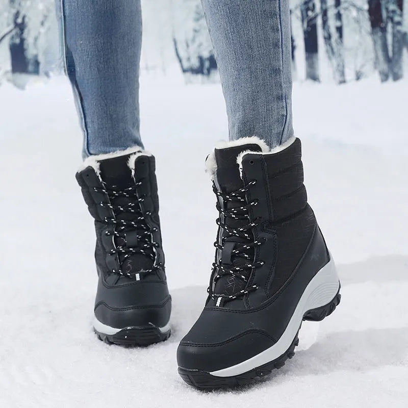 Women Winter Outdoor Warm Snow Boots Chunky Platform Waterproof Non-slip Warm Shoes Woman Boots Plus Size Casual