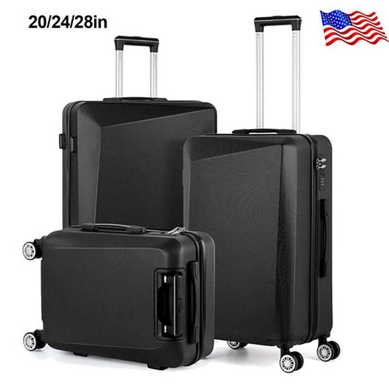 3-piece Set Suitcases Black TSA Luggage T - atozdepot23