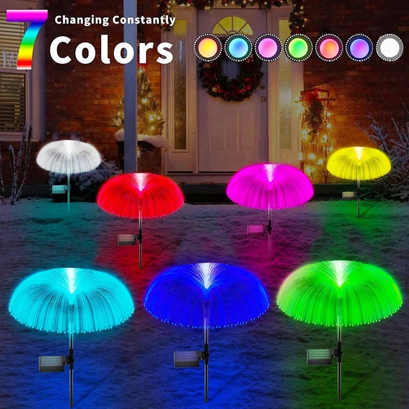 Solar LED Lights Outdoor Waterproof Solar Power Jellyfish Garden Decor Lawn Pathway Lamp 7 Color Changing