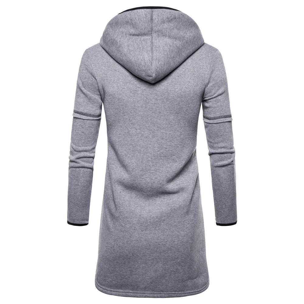 Mens Hooded Solid Tops Trench Coat Jacket Cardigan Long Sleeve