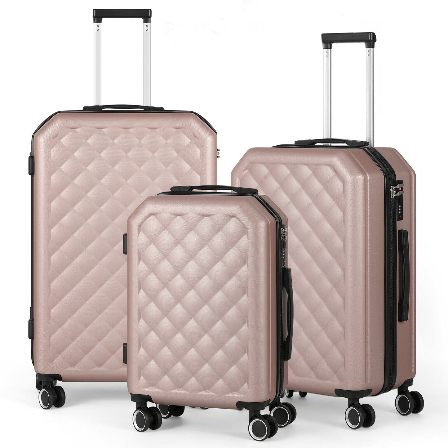 3 PCS Luggage Suitcase Hard Shell 360 Spinner Wheel - atozdepot23
