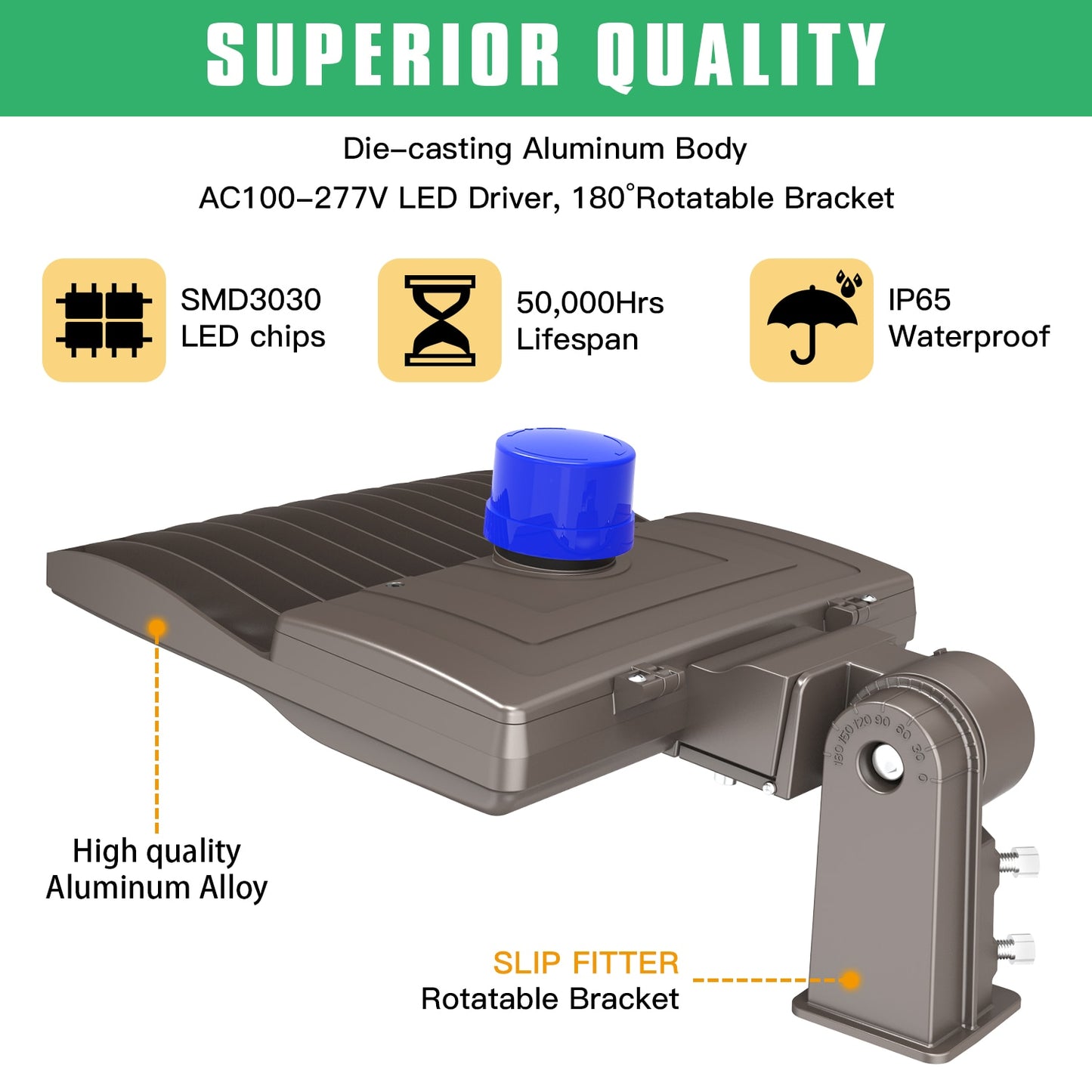 150W Street Light IP65 Waterproof AC100-277V 5 Years Warranty Outdoor Area LED Parking Lot Light