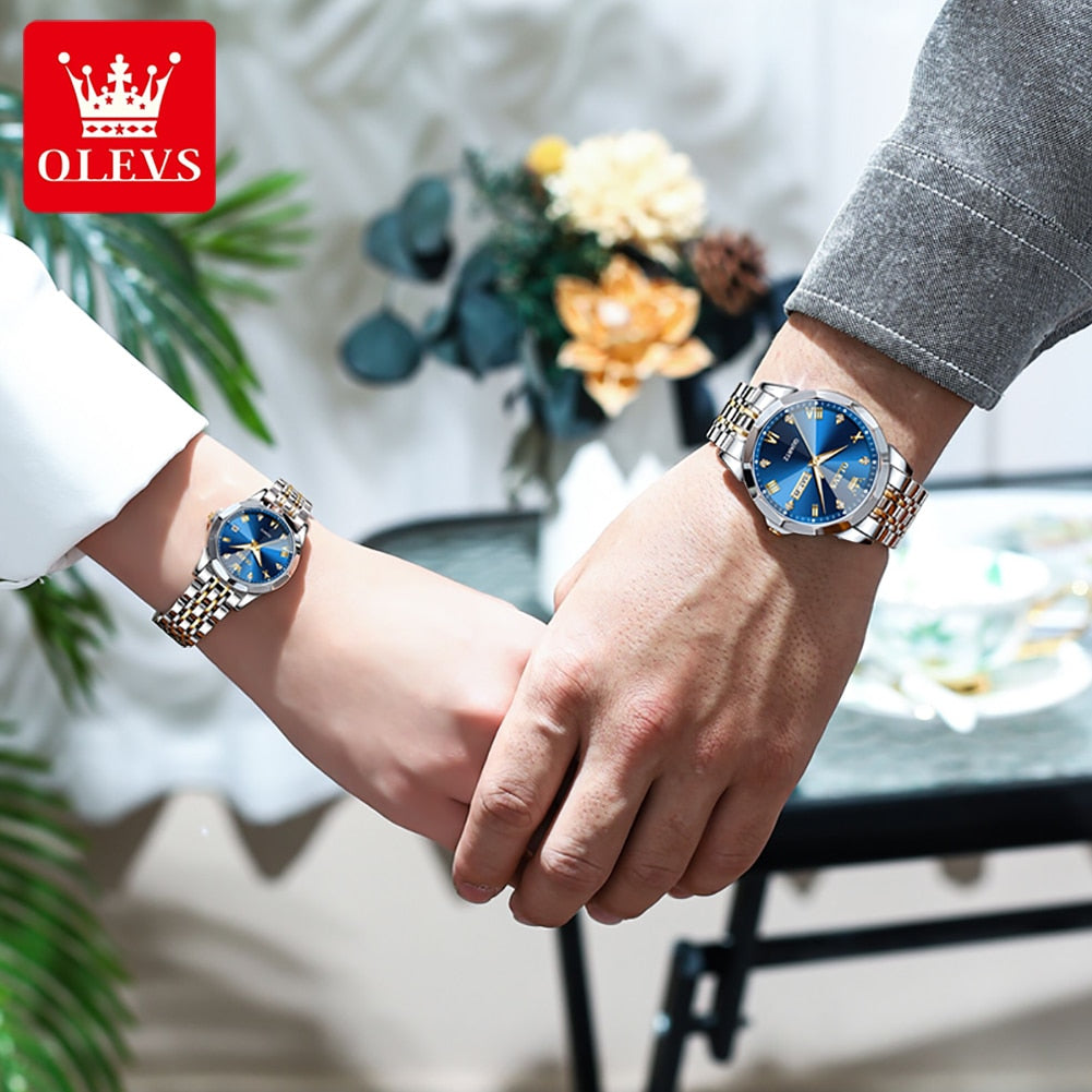 OLEVS Couple Watch Set Quartz Stainless Steel - atozdepot23