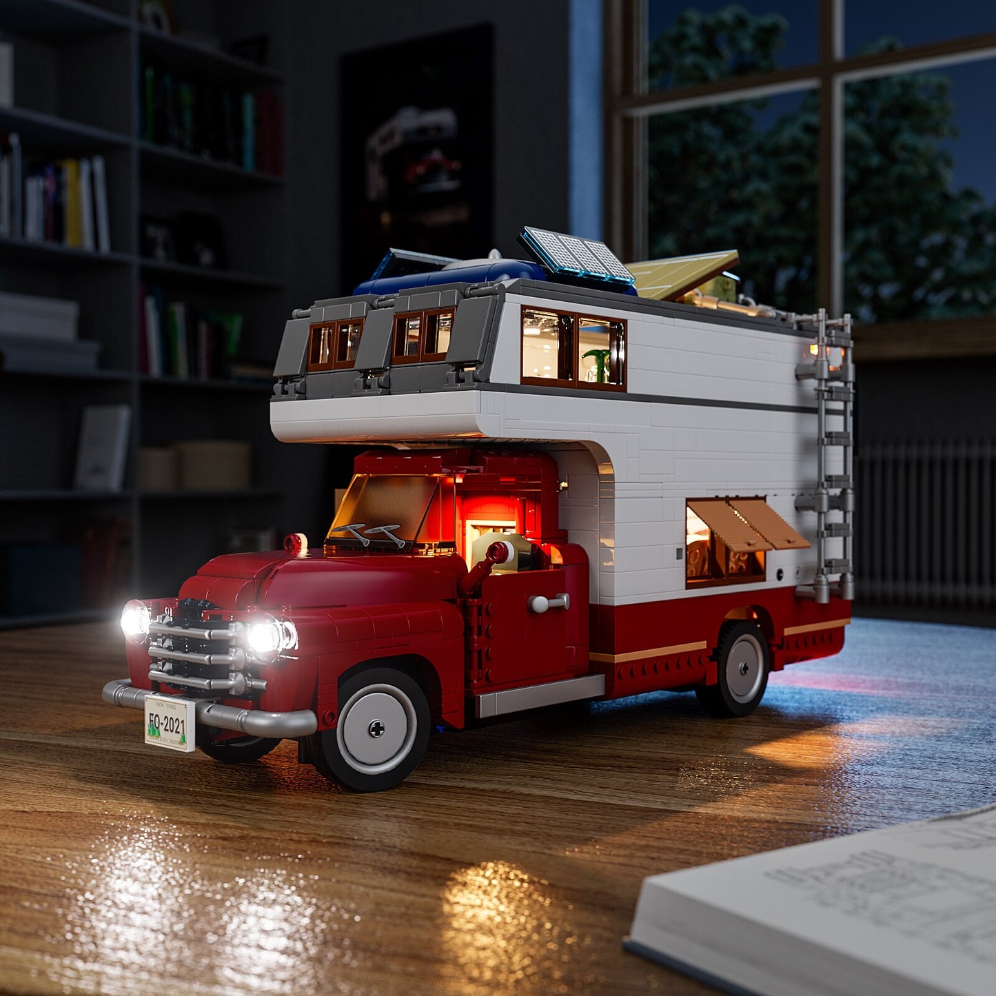 FUNWHOLE Lighting Building Bricks Set - Camper Van Vehicles Construction Blocks Model 1471 Pieces - atozdepot23