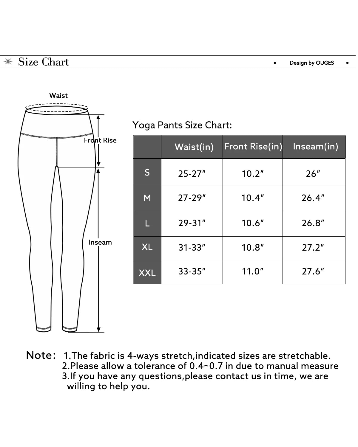 Women's OUGES High Waist Yoga Pants with Pockets Workout Running Leggings