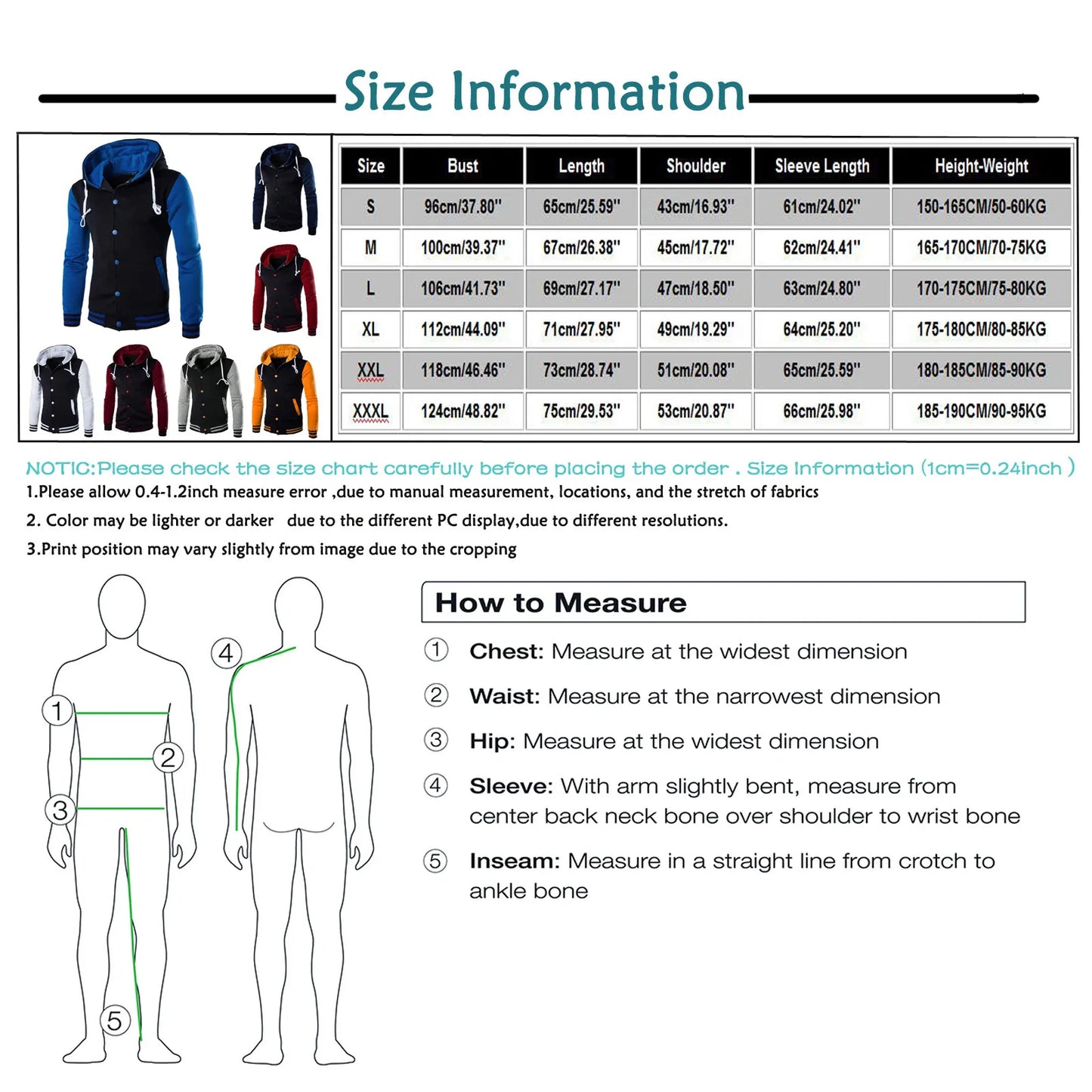 Men's Sweatshirts Patchwork Hooded button up Long Sleeve winter Autumn Fleece