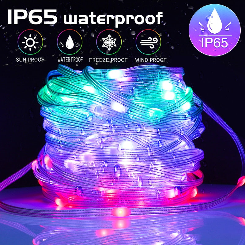 LED Smart Garland RGBIC String Lights App USB Strip Light Outdoor Waterproof Fairy Lights Wedding Ramadan 2023 Decoration