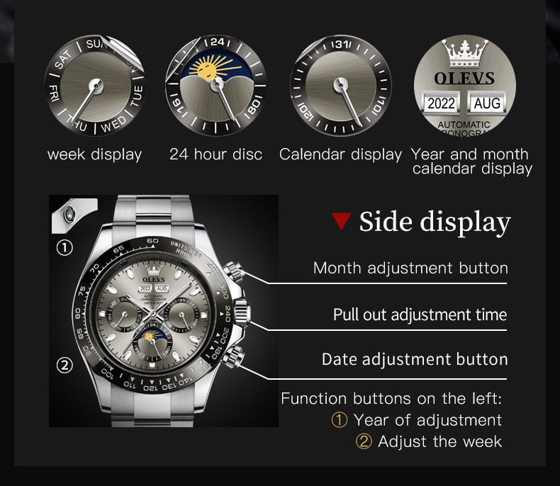 Men's OLEVS Automatic Watch Stainless Steel Waterproof - atozdepot23