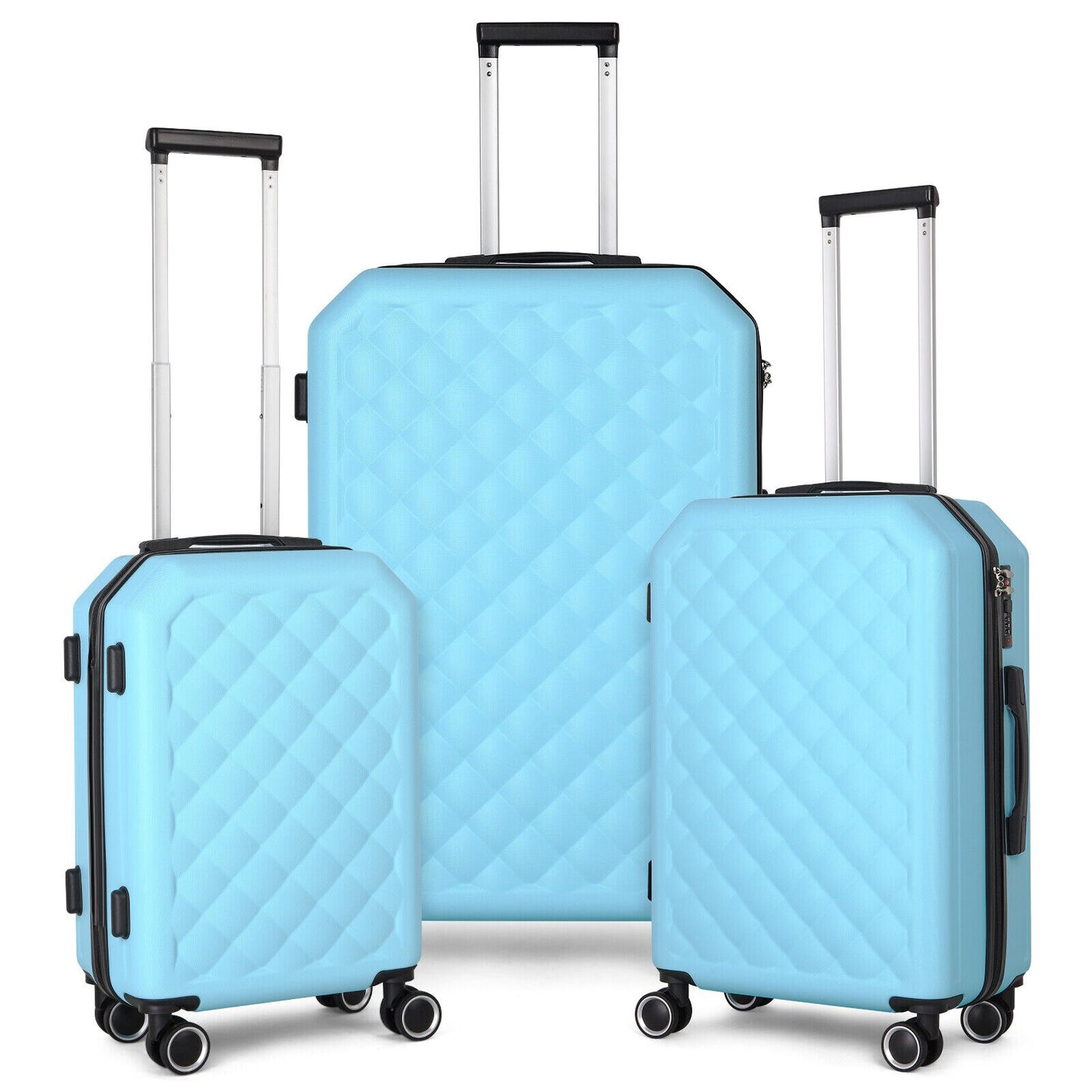 3 PCS Luggage Suitcase Hard Shell 360 Spinner Wheel - atozdepot23