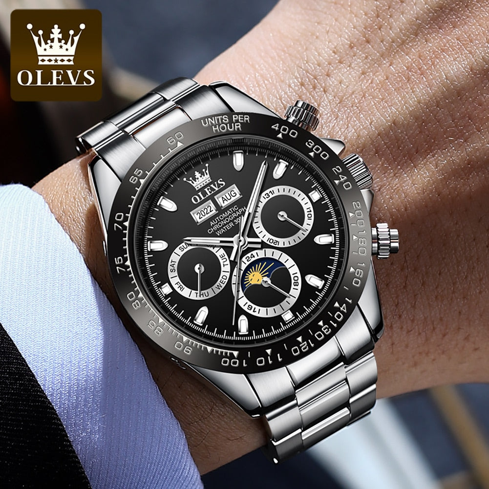 Men's OLEVS Automatic Watch Stainless Steel Waterproof - atozdepot23
