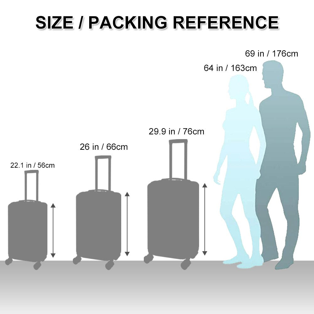 3 PCS Luggage Set Suitcase Hard Shell 360 Universal Wheel - atozdepot23