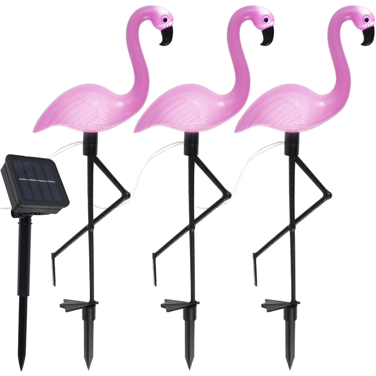 3PCS Flamingo Solar Light Waterproof LED Pink Flamingo Stake Light Landscape