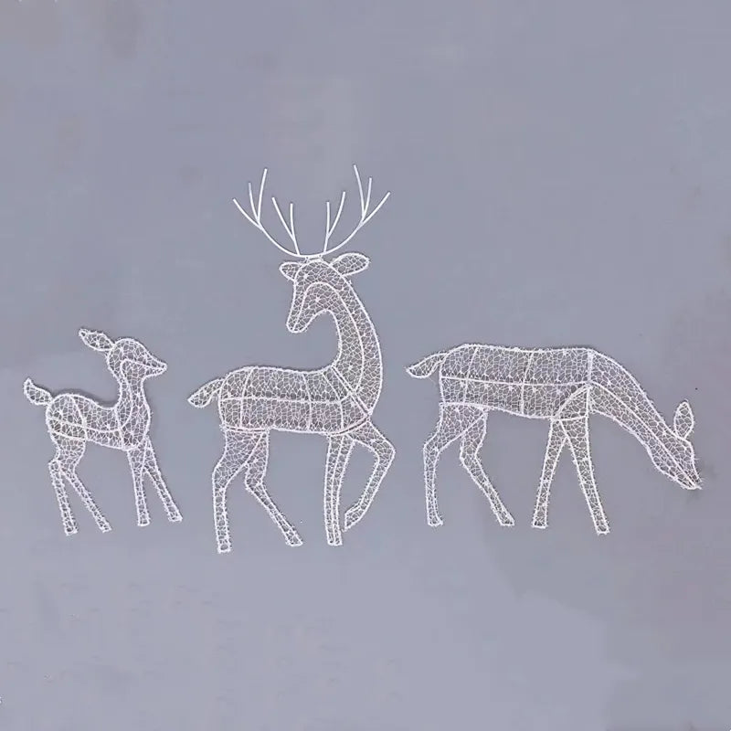 Iron Art Elk Deer Christmas Garden Decoration With LED Light Glowing Glitter Reindeer Xmas Home Outdoor Yard Ornament Decor