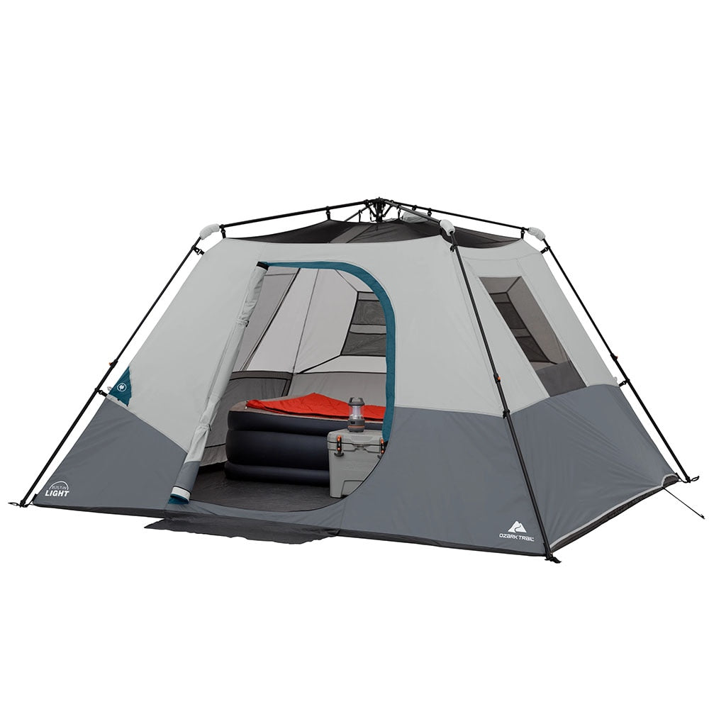6-Person Tent Outdoor Waterproof Camping Cabin Tent with LED Light - atozdepot23
