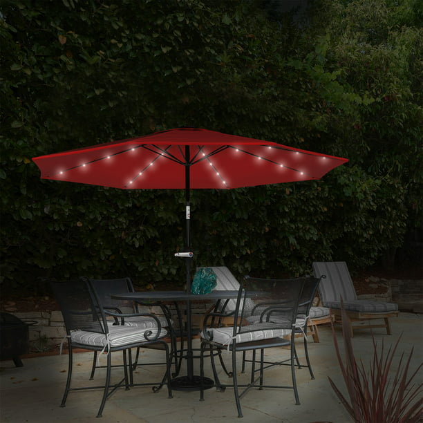 75% Polyester,10 Foot Patio Umbrella with Solar LED Light， - atozdepot23