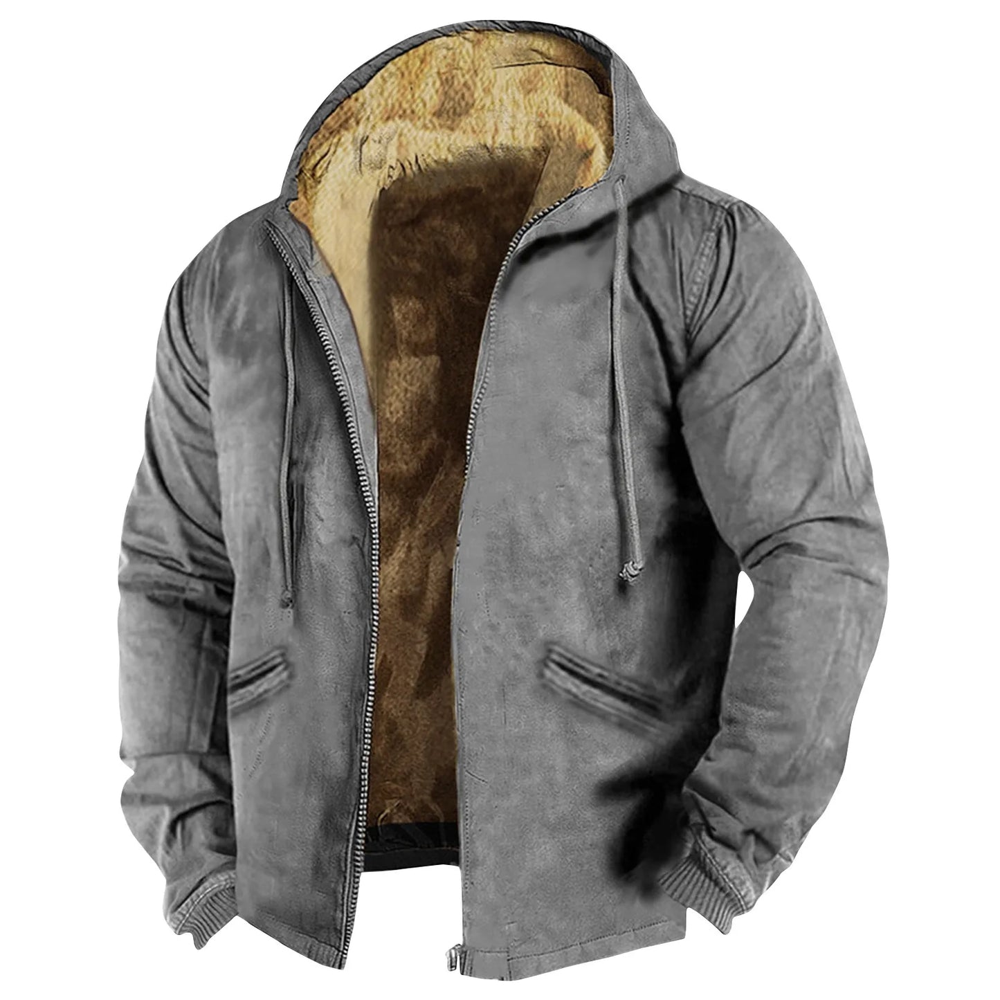 Mens Winter Lambs wool Coats Thicken Warm Jackets Long Sleeve Zipper Hoodies