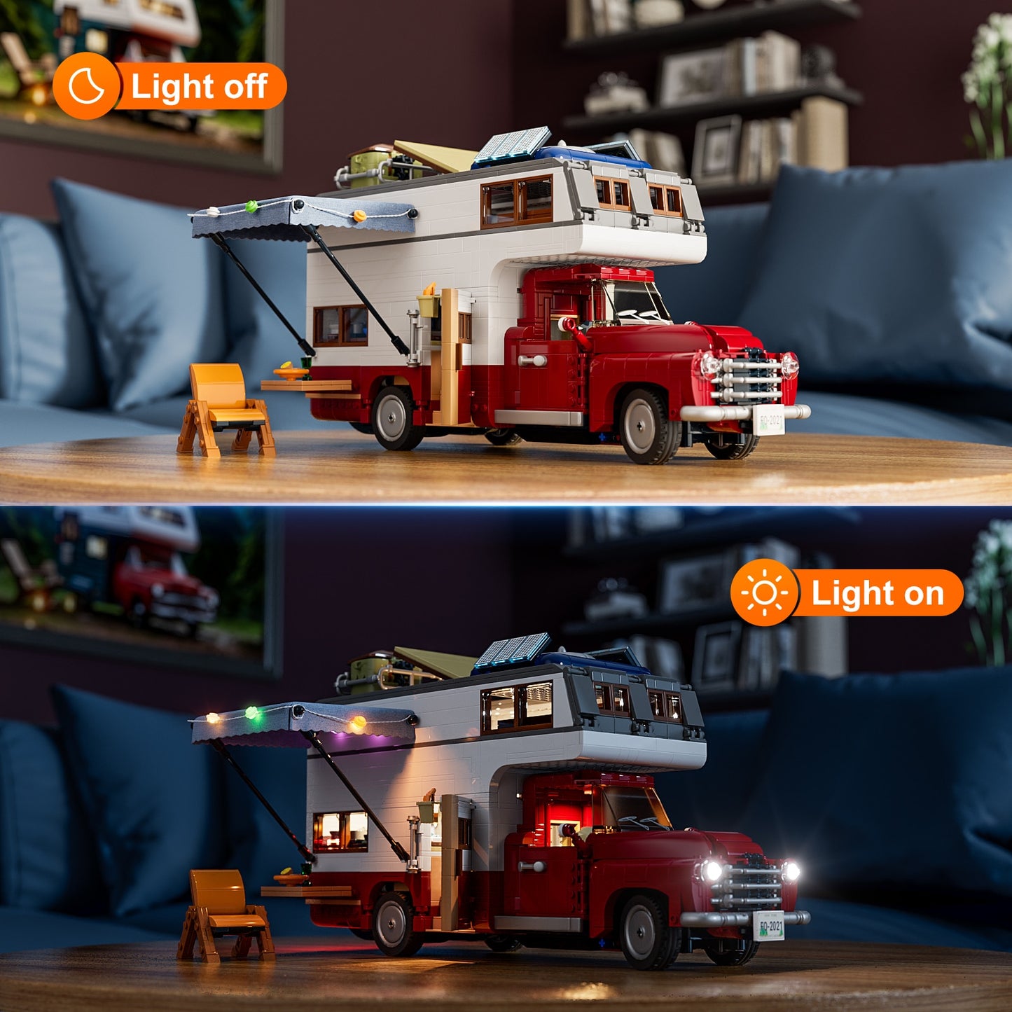FUNWHOLE Lighting Building Bricks Set - Camper Van Vehicles Construction Blocks Model 1471 Pieces - atozdepot23