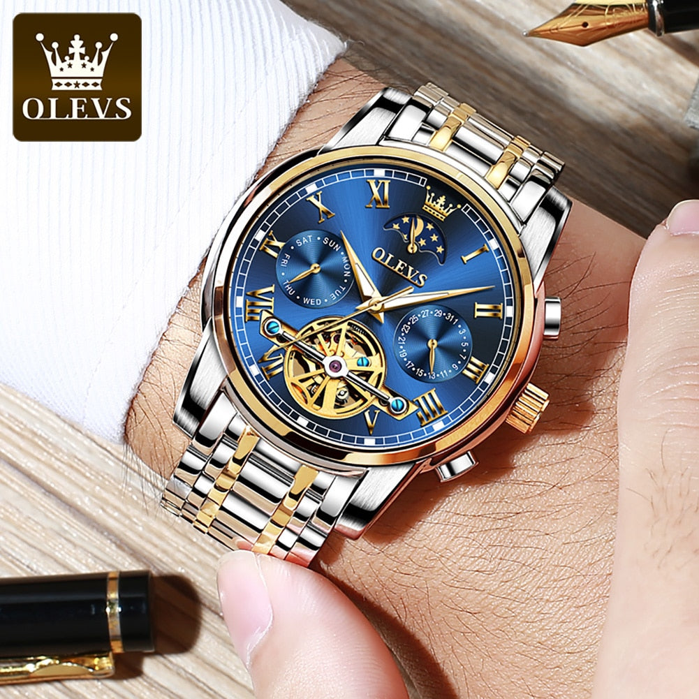 Men's OLEVS Automatic Stainless Moon phase - atozdepot23