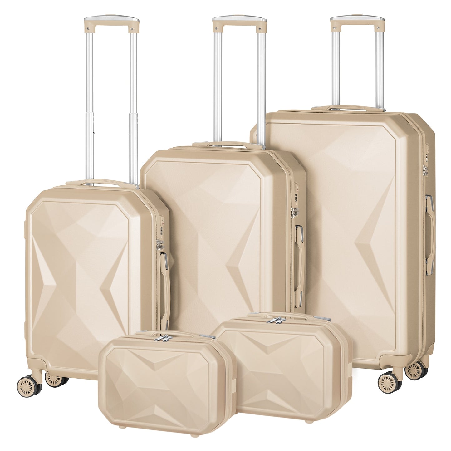 5 Pieces Cosmetic Suitcase with 360 Degree Spinner Wheels - atozdepot23