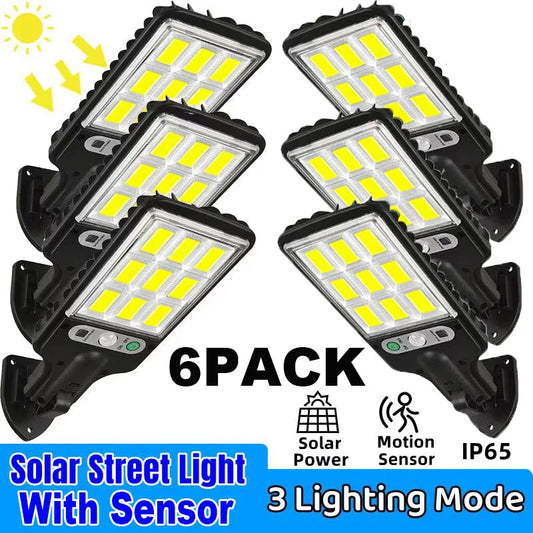 1/2/6pc Motion Sensor Solar Outdoor Lights Waterproof 117COB LED Security Wall Lights Street Lamps with 3 Mode Patio