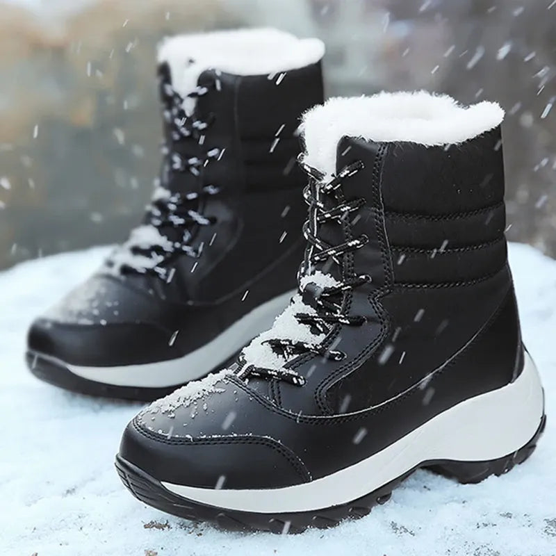 Women Winter Outdoor Warm Snow Boots Chunky Platform Waterproof Non-slip Warm Shoes Woman Boots Plus Size Casual