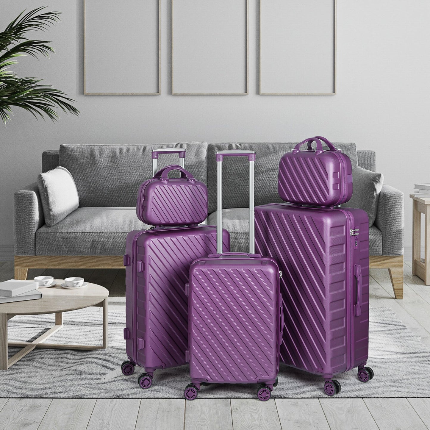 5Pcs Luggage Set Cosmetic Suitcase Travel - atozdepot23