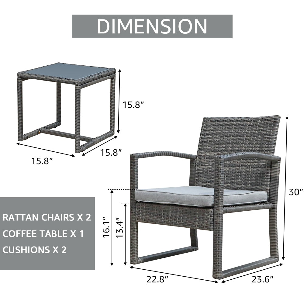 JARDINA 3PCS Outdoor Patio Furniture Set - atozdepot23
