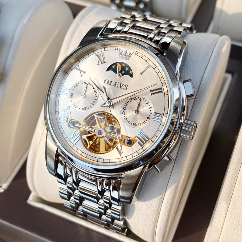 Men's OLEVS Automatic Stainless Moon phase - atozdepot23