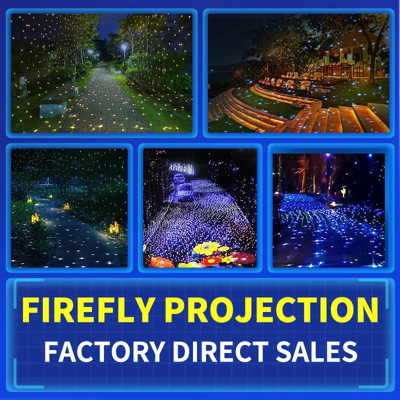 Laser firefly projection lighting park courtyard decoration rotating atmosphere light outdoor