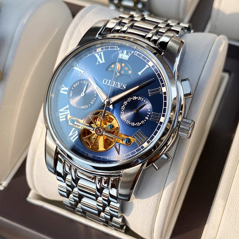 Men's OLEVS Automatic Stainless Moon phase - atozdepot23