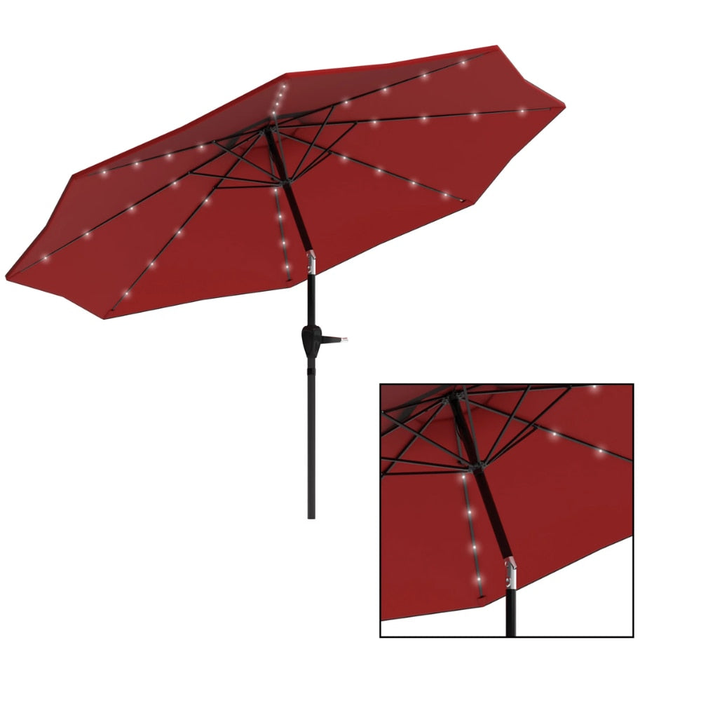 75% Polyester,10 Foot Patio Umbrella with Solar LED Light， - atozdepot23