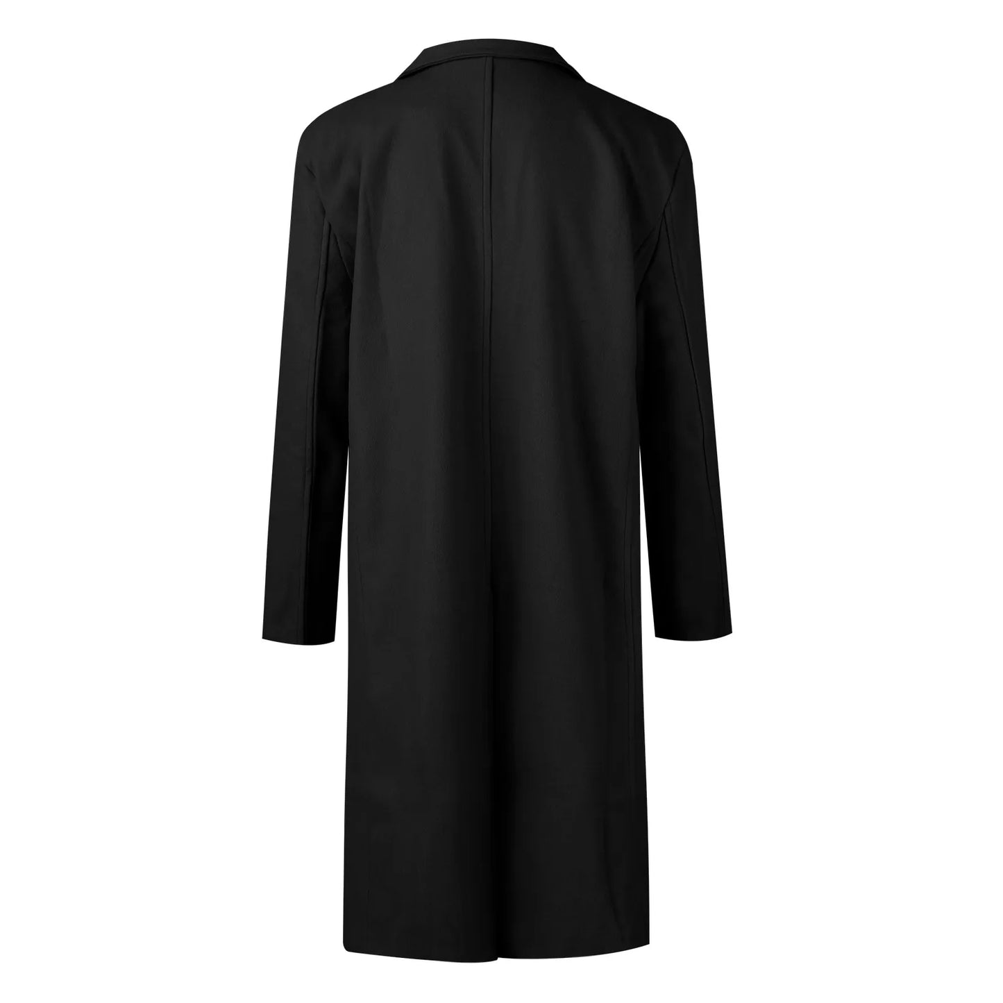 Mens coats Long Trench Coat woolen Solid Color Mid-Length Windproof