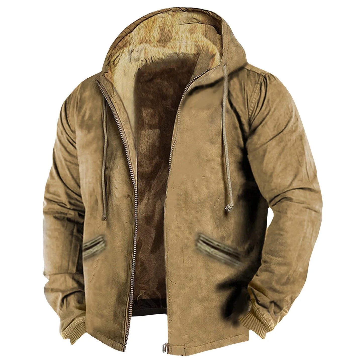 Mens Winter Lambs wool Coats Thicken Warm Jackets Long Sleeve Zipper Hoodies