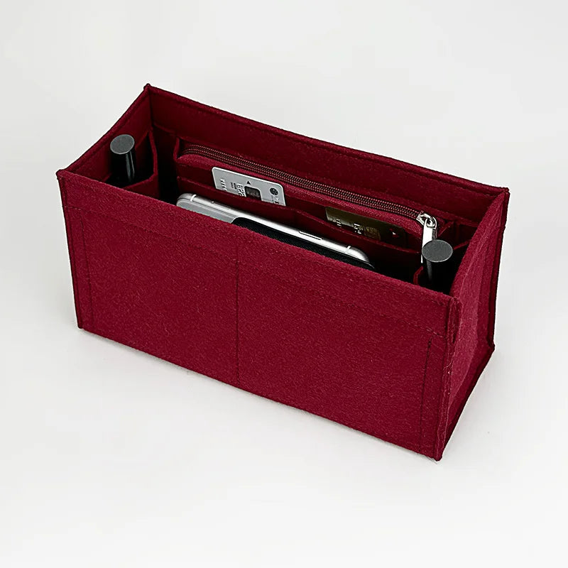 Purse Organizer Insert, Felt Bag Organizer with Zipper, Handbag & Tote Shaper, For Petit Palais