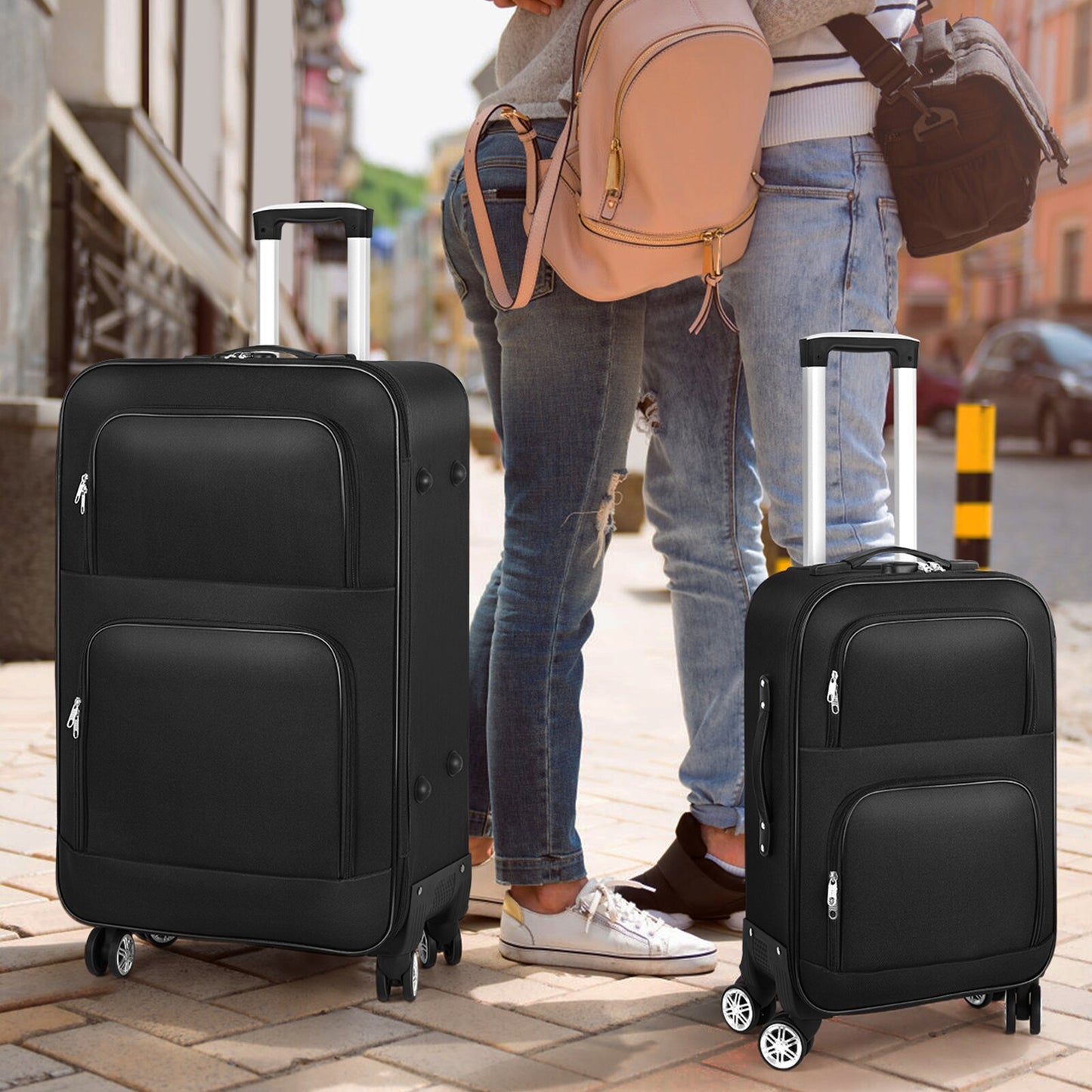 2PCS Luggage Set with Spinner Wheel 20+28 Inch Oxford Luggage - atozdepot23