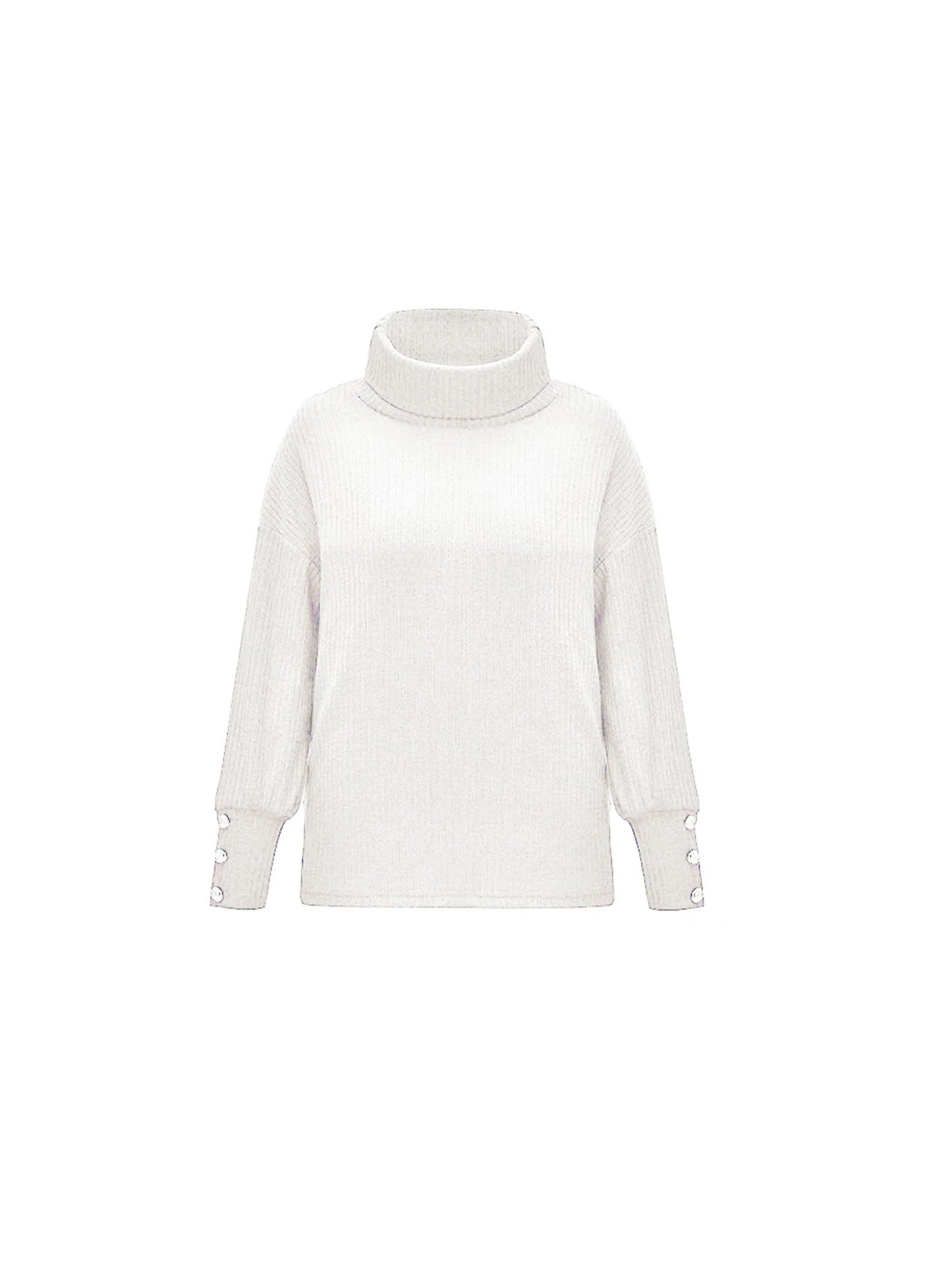 Women's FIGOHR Fashion Casual Long Sleeve Turtleneck Tops Autumn Winter Pullovers Knitted Ladies Loose Tops Knitted Sweater