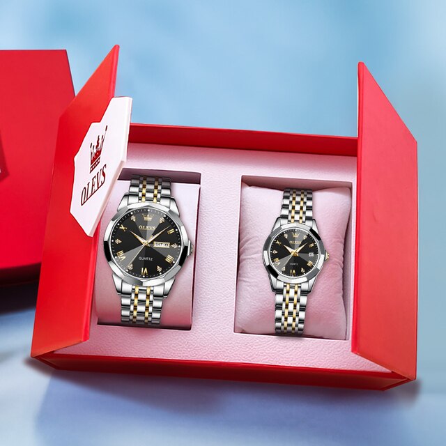 OLEVS Couple Watch Set Quartz Stainless Steel - atozdepot23