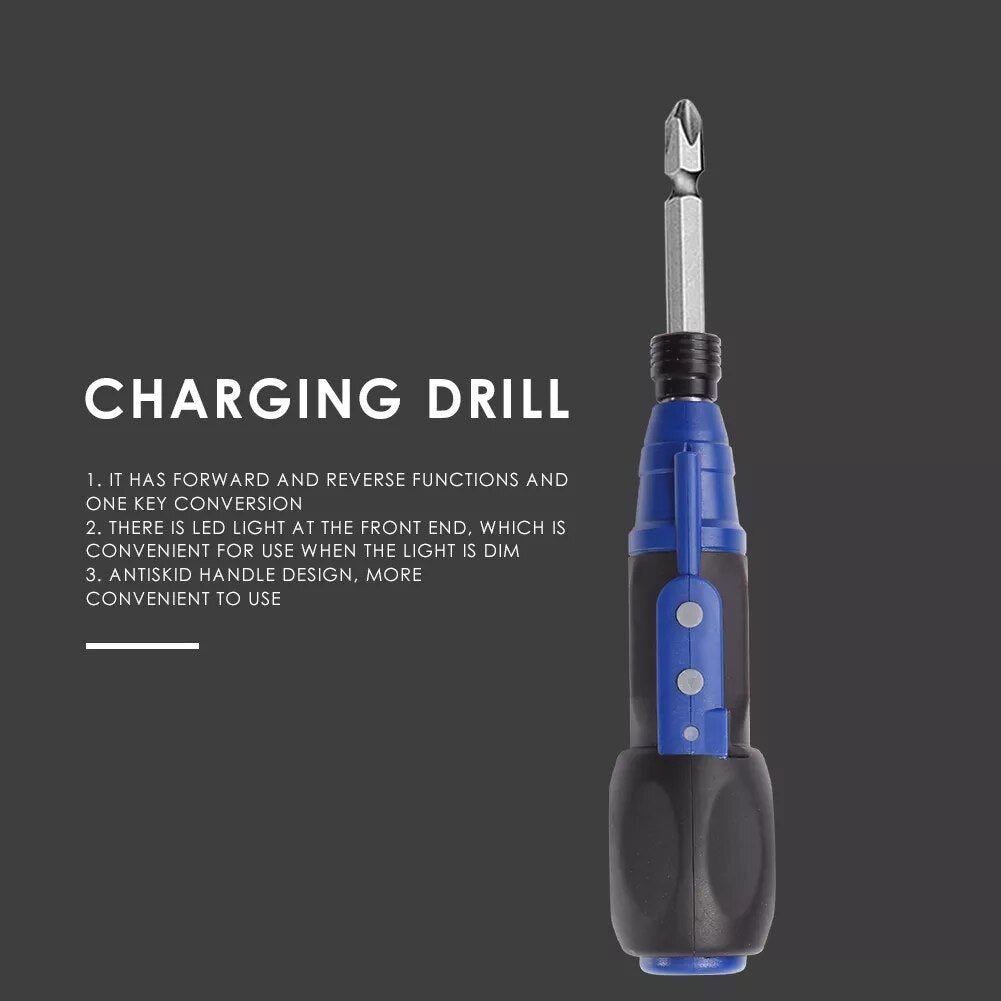 Mini Electric Screwdrivers Drill Homes DIY Strong Big Torque USB Charging Toughness Electric Portable Power Tools with LED Light