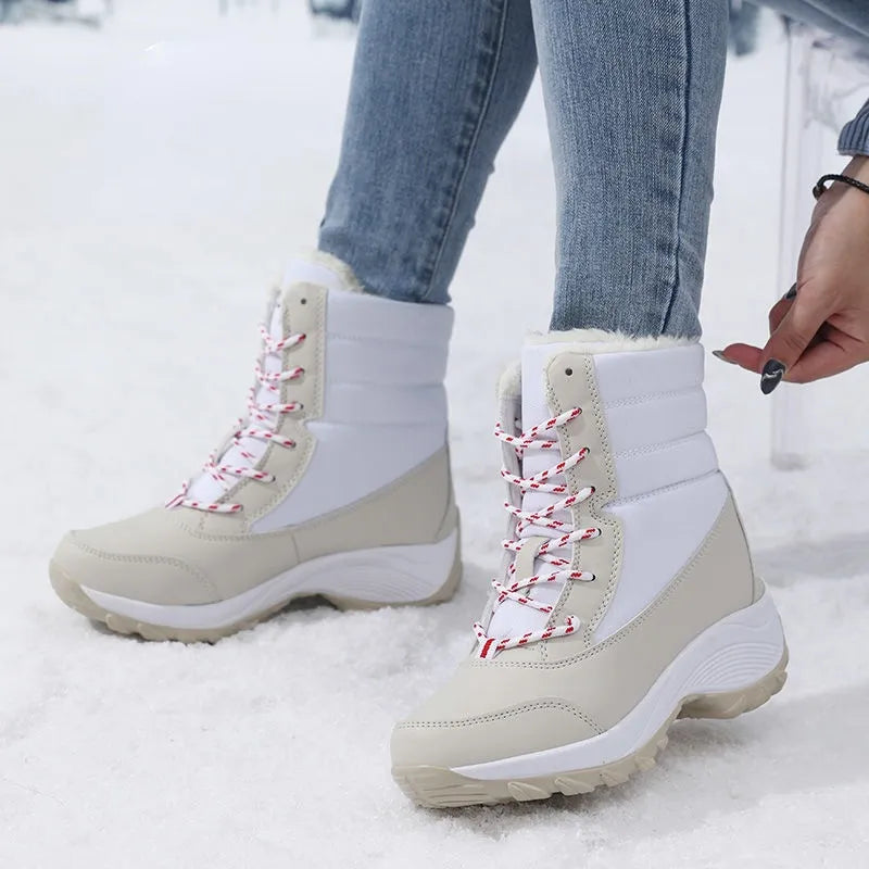 Women Winter Outdoor Warm Snow Boots Chunky Platform Waterproof Non-slip Warm Shoes Woman Boots Plus Size Casual