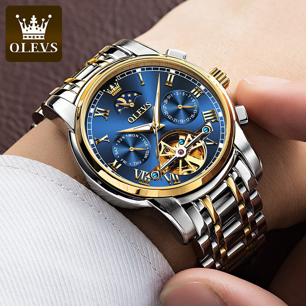 Men's OLEVS Automatic Stainless Moon phase - atozdepot23