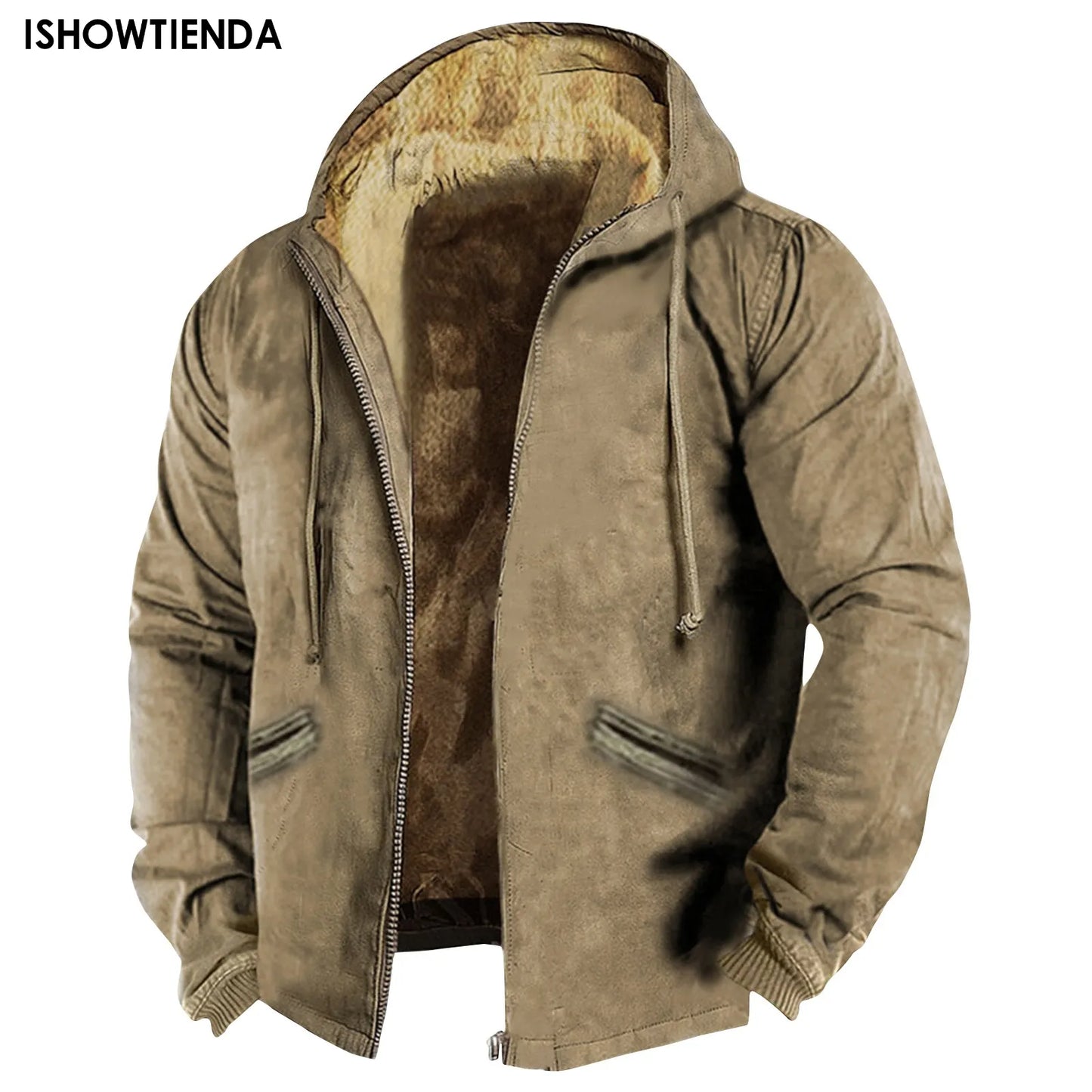 Mens Winter Lambs wool Coats Thicken Warm Jackets Long Sleeve Zipper Hoodies