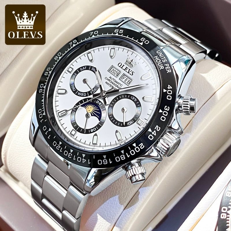 Men's OLEVS Automatic Watch Stainless Steel Waterproof - atozdepot23