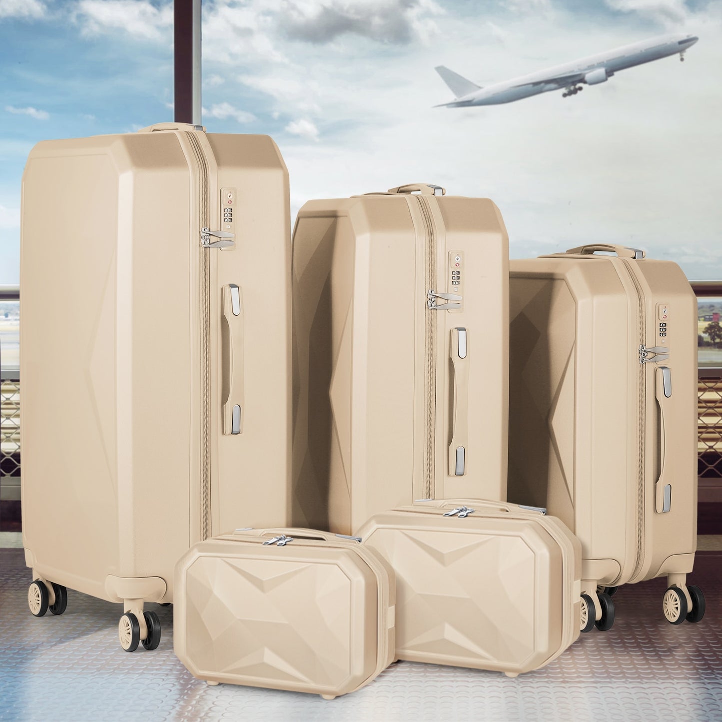 5 Pieces Cosmetic Suitcase with 360 Degree Spinner Wheels - atozdepot23